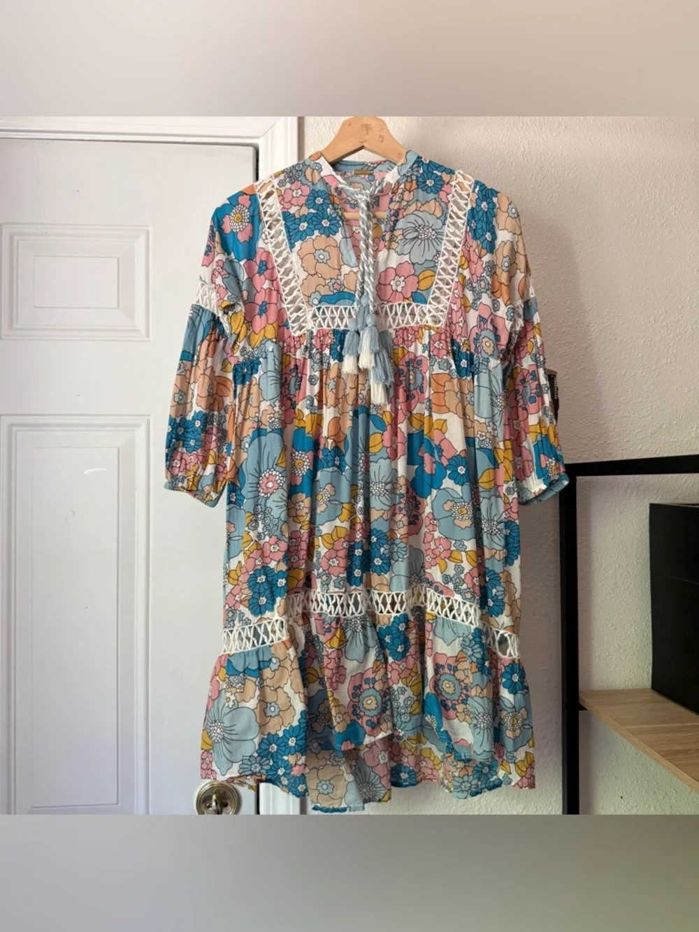 DODO BAR OR girl’s boho 8-10 year multicolor cotton floral lace midi‎ dress
